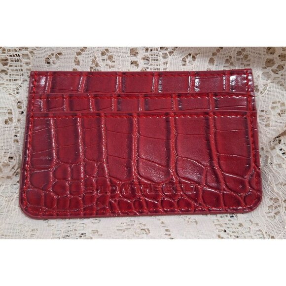 EUC B-Low The Belt Red Faux Croc Embossed Card Holder Wallet With Zipper - Picture 2 of 4